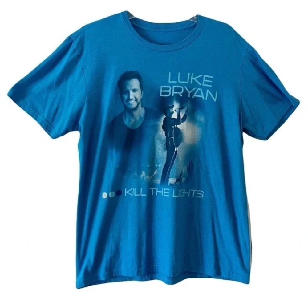 Blue Luke Bryan 2016 Kill The Lights Tour Short Sleeve Graphic Band Tee, Medium